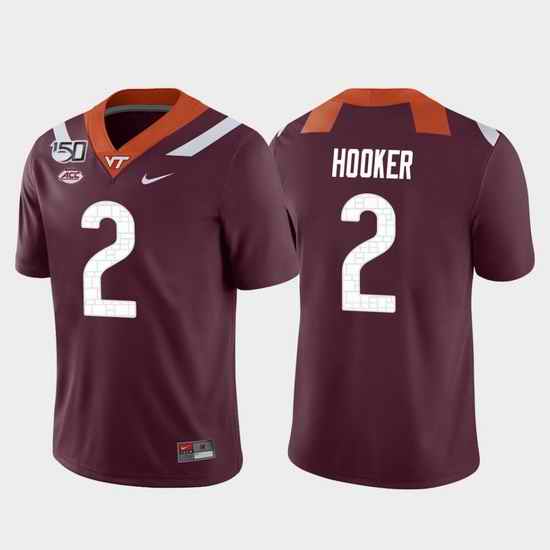 Men Virginia Tech Hokies Hendon Hooker 2 Maroon Game College Football Jersey